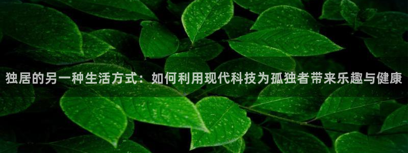 意昂4官方:独居的另一种生活方式:如何利用现代科技为孤独者带